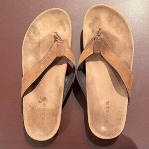 Trask Tan Leather Flip-Flops